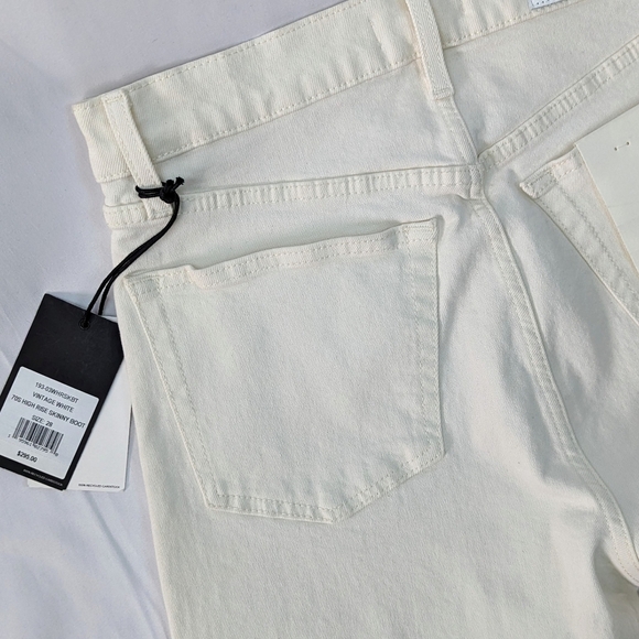 Re/Done 70S High Rise Skinny Bootcut Jean Button Fly Frayed Vintage White 28 NWT - Picture 10 of 15